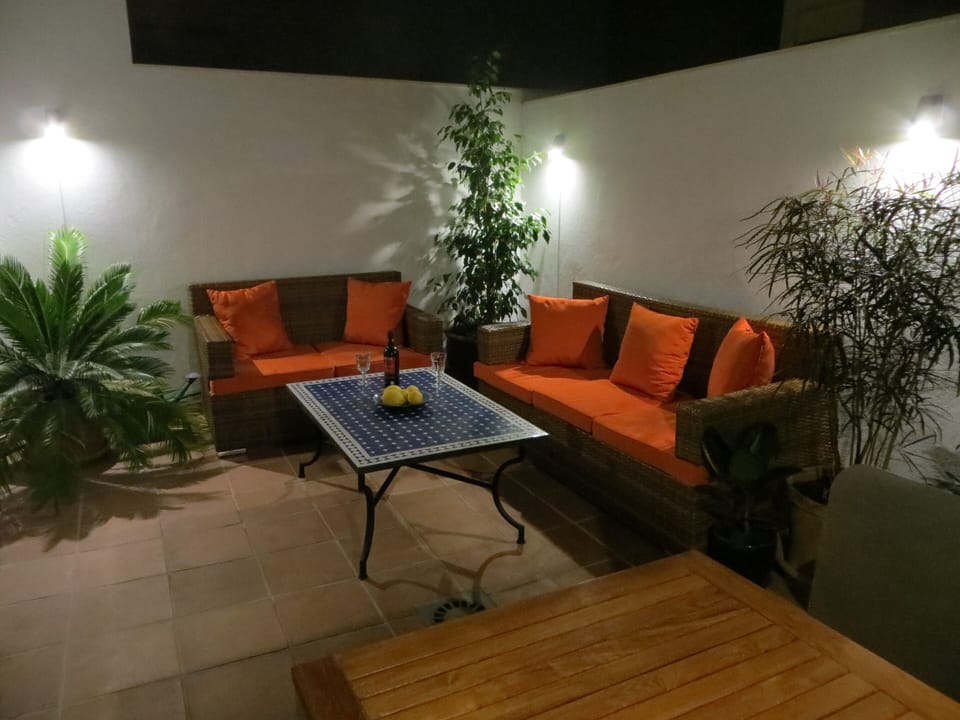 The terrace at night