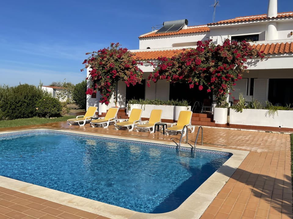 Villa Julia has a large L shaped, very sunny, 8 x 8 metres pool. With depths from 1.10, 1.40 to 2.10 metres.