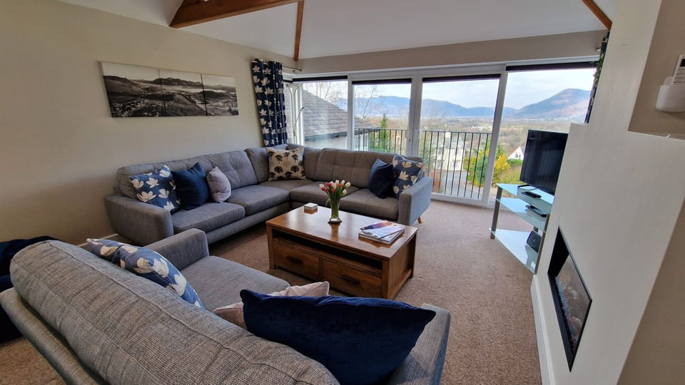 SanGingKeswick living room, with fabulous views and cosy fireplace.
