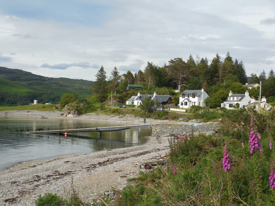 Quarry beach with Tigh-na-Camus 