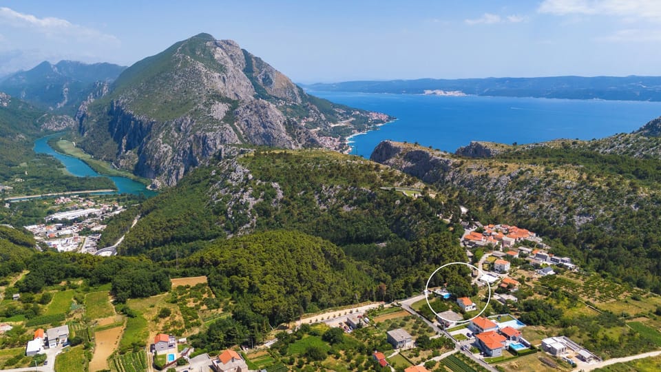 Naklice village with Villa Provos from a bird view and spectacular scenery