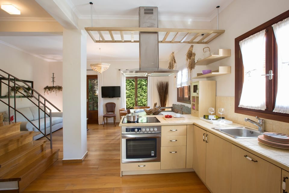 The kitchen and the living room