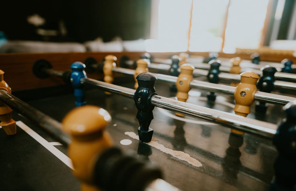 The Gate House, Wimborne: The football table in the games room