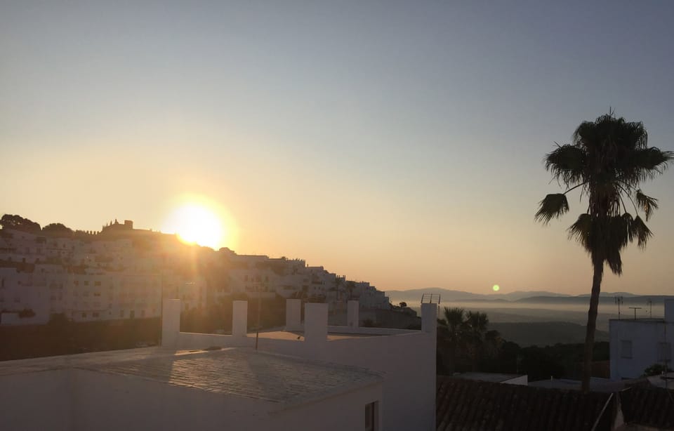 Sunrise over the valley from our roof terrace 