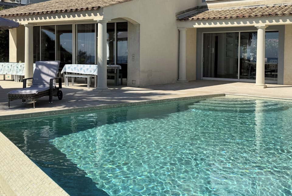 pool in front of villa