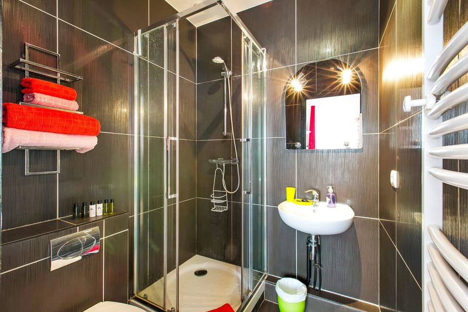 Bathroom with all towels provided
