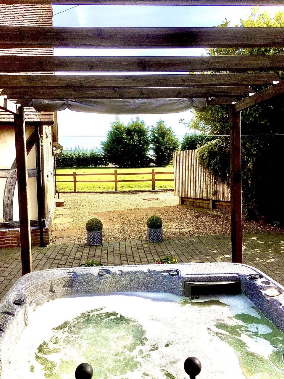 Covered hot tub