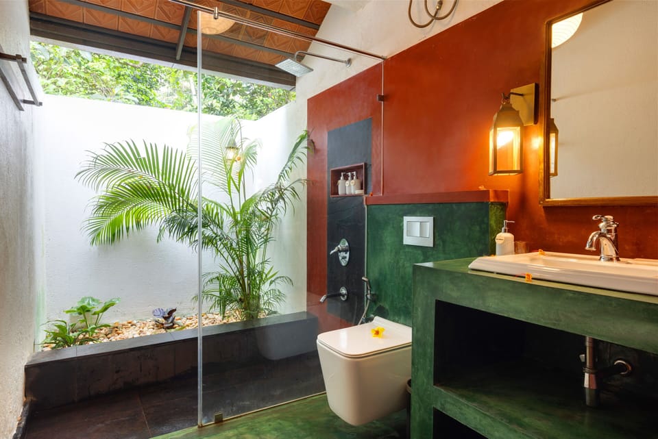 River Meadow Rooms | Bathroom | Shower, designer toiletries, hair dryer, slippers