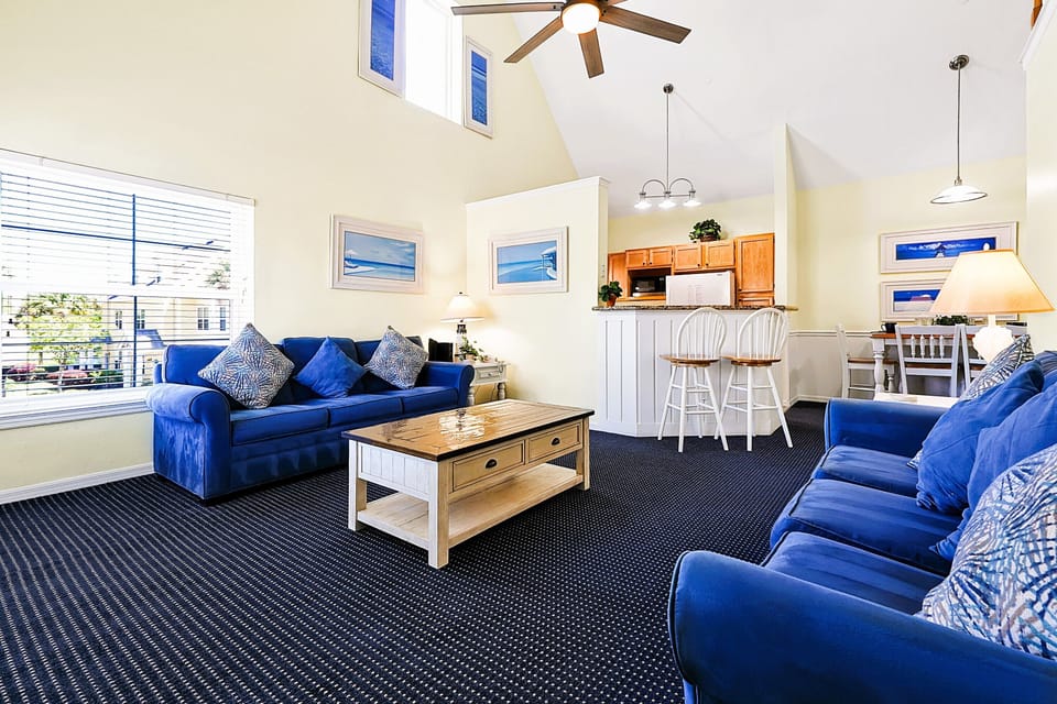 Open and airy -- ample space to unwind and socialize. Cathedral ceilings.