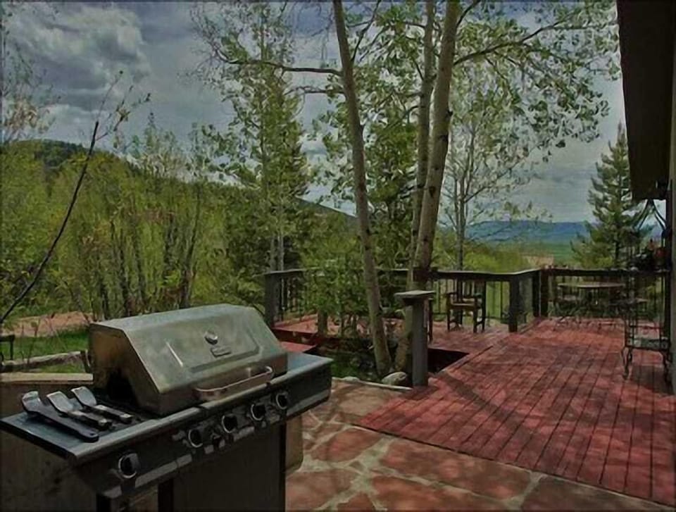 Large Private Back Deck with Gas Grill and multiple seating areas