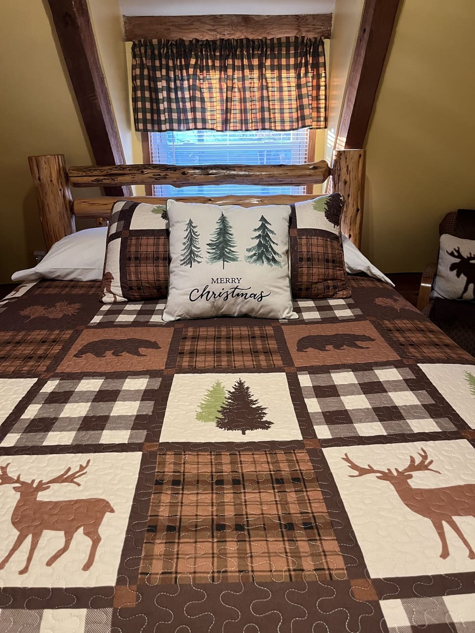 The Deer 🦌 Room 
provides a queen bed, walk-in closet.