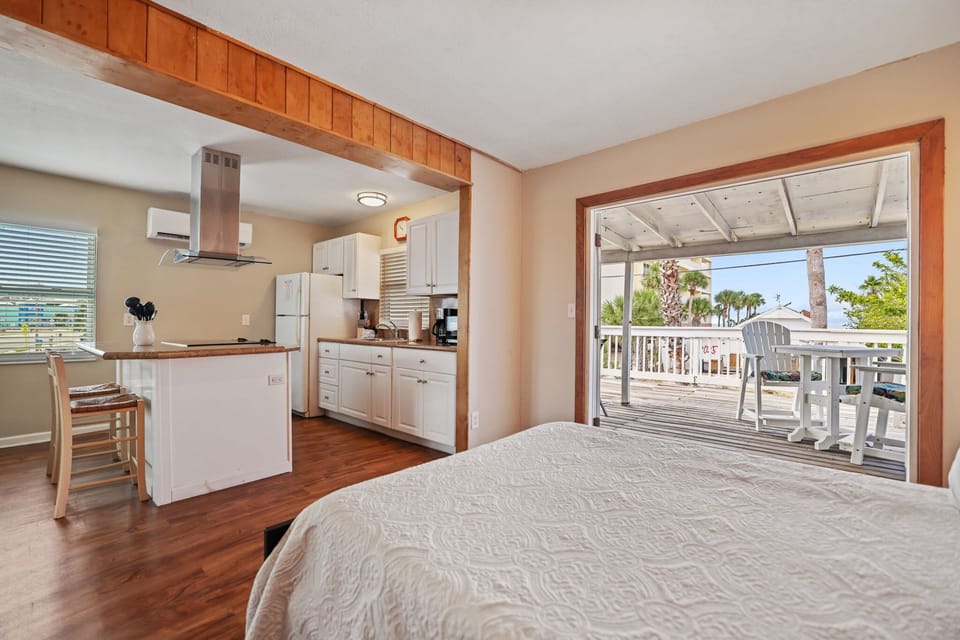 Bedroom looking out to deck