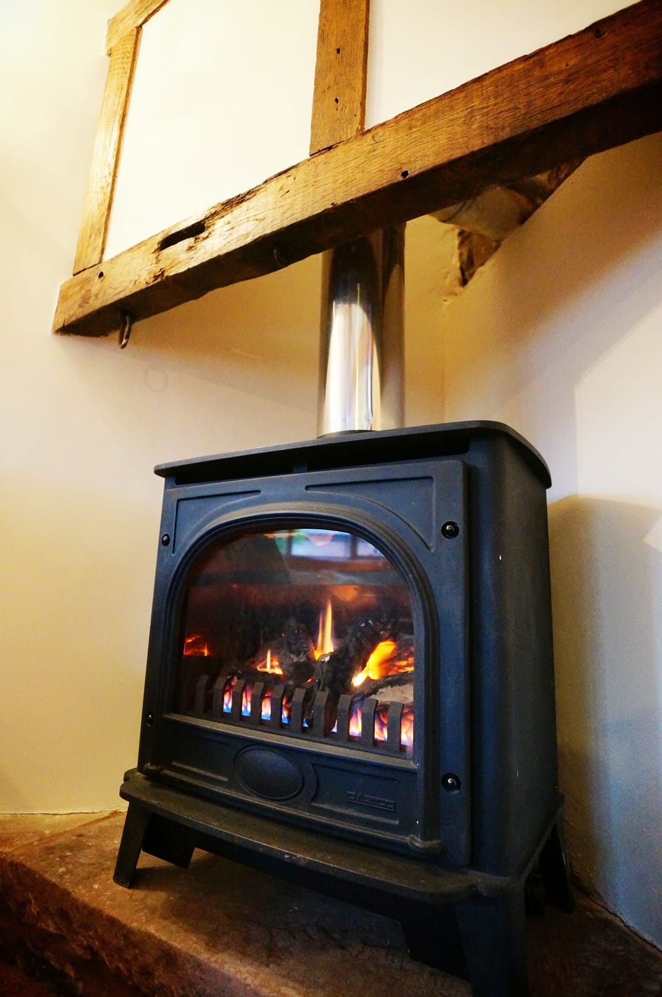 Gas woodburner for cooler nights