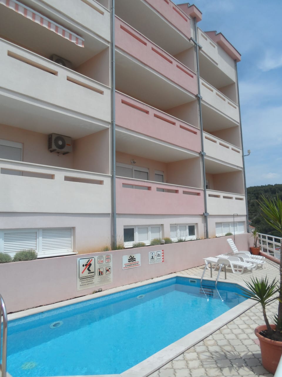 Private Pool & loungers with sea views. Pool approx 5m x 7m, depth 1m -1.5m.