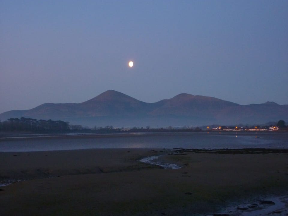 The beautiful moonlight over the mountains