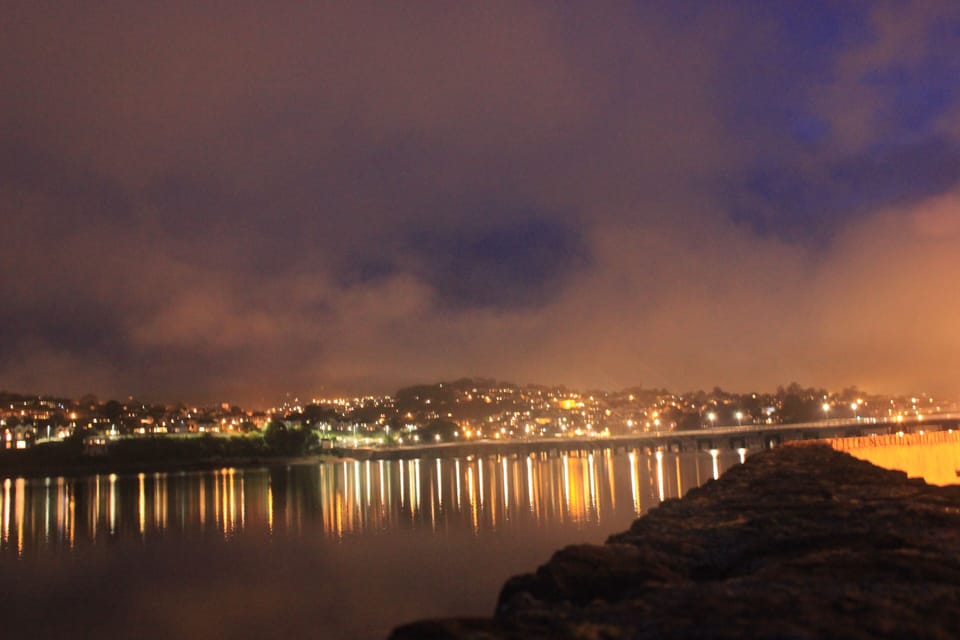 Shaldon Bridge by night