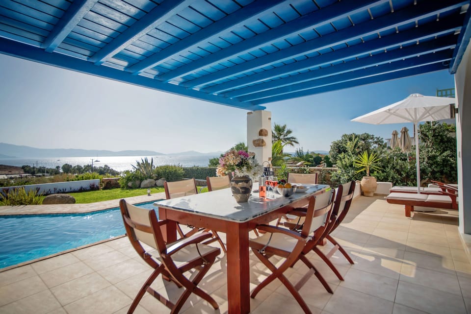 Terrace and outside eating area, with spectacular views to Paros Island