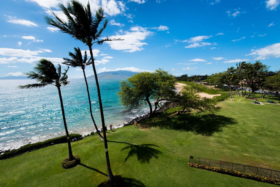 Breathtaking view of Kamaole Beach I from the rooftop patio.