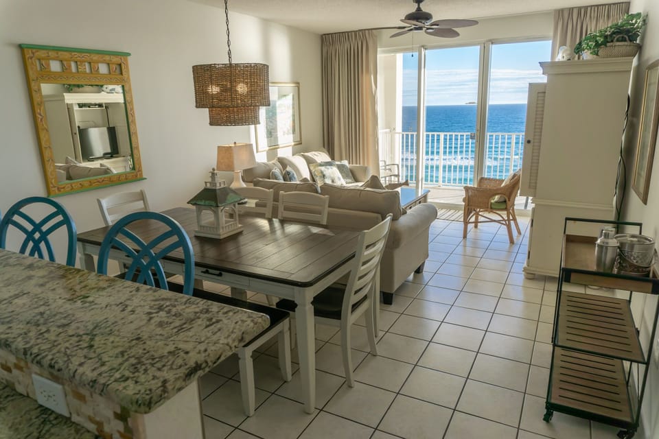 Have a meal while watching the sun go down. Beautifully furnished Condo