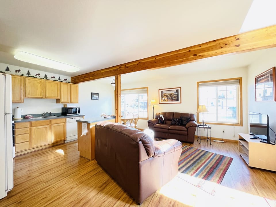 Living Room and Kitchen with Dining Room in Back
