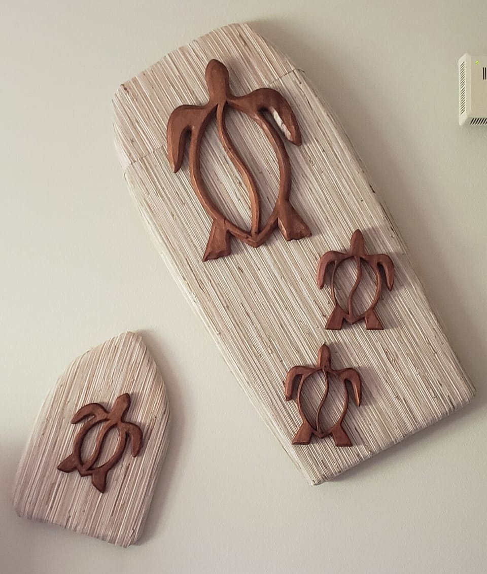 Honu family surf board wall hanging