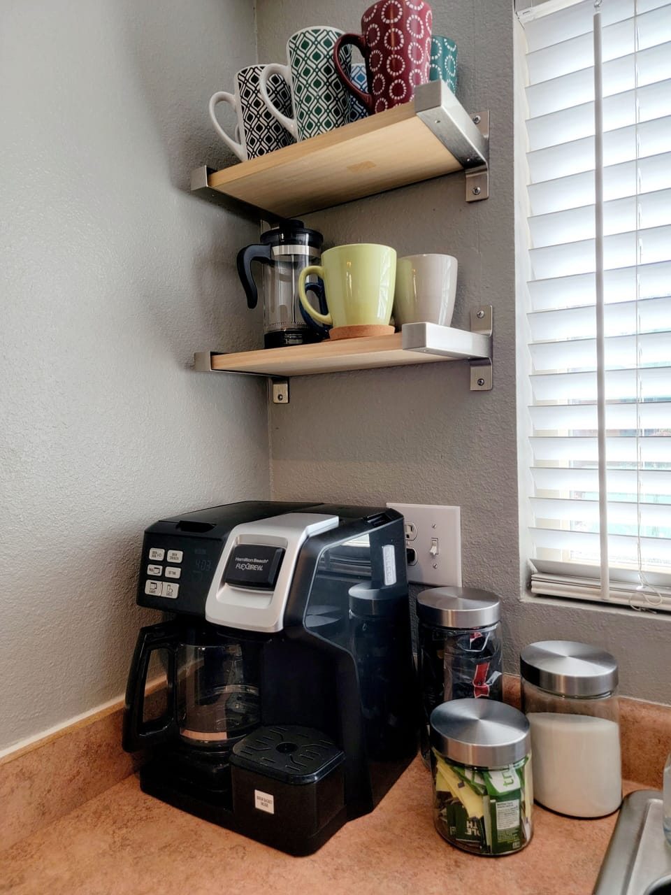 Drip, Kiereg, and French Press coffee  w/ complimentary ground coffee and tea. 