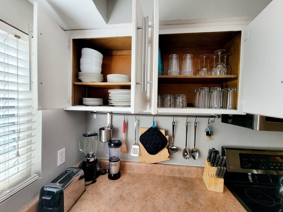 Full stocked kitchen with everything you need to cook and prepare meals for 6+