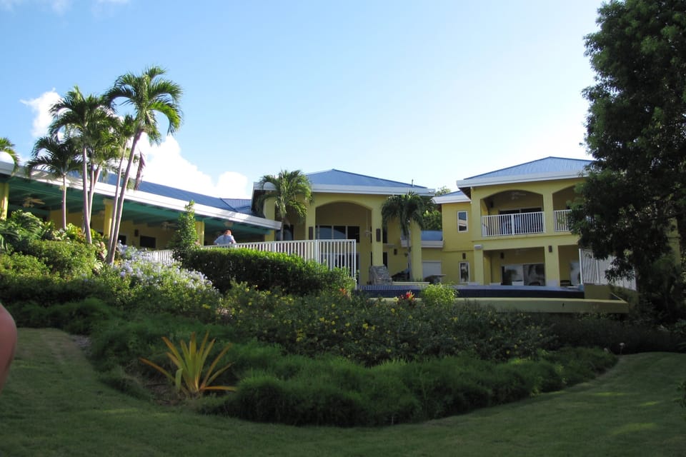View of main house and infinity pool 