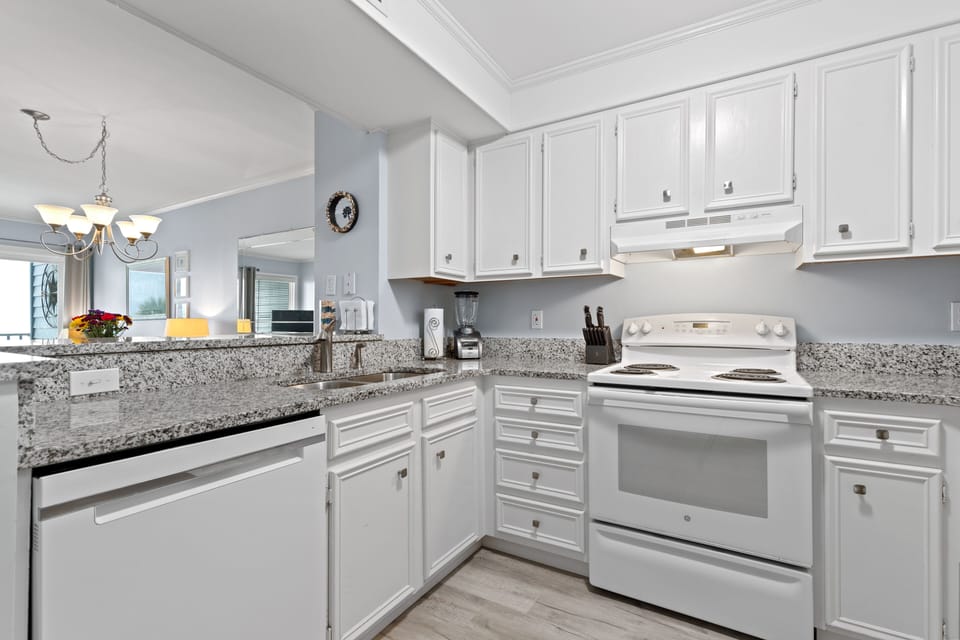 Kitchen with upgraded granite countertops