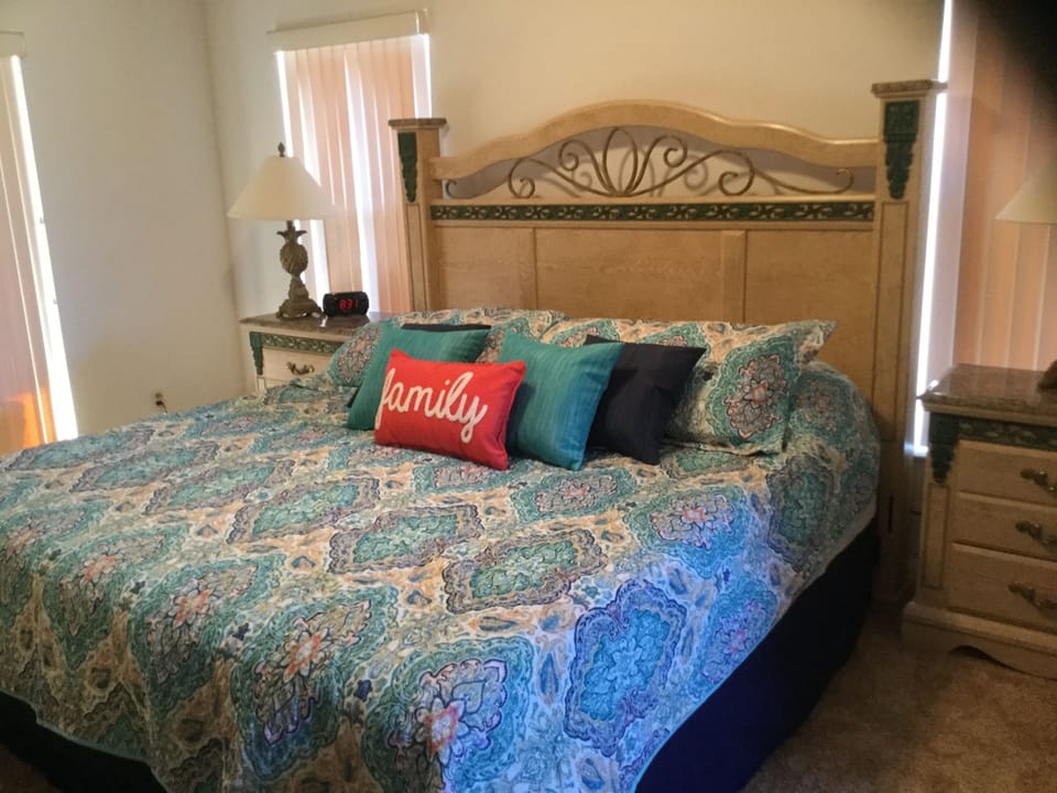 Master bedroom  with new carpet in 2019