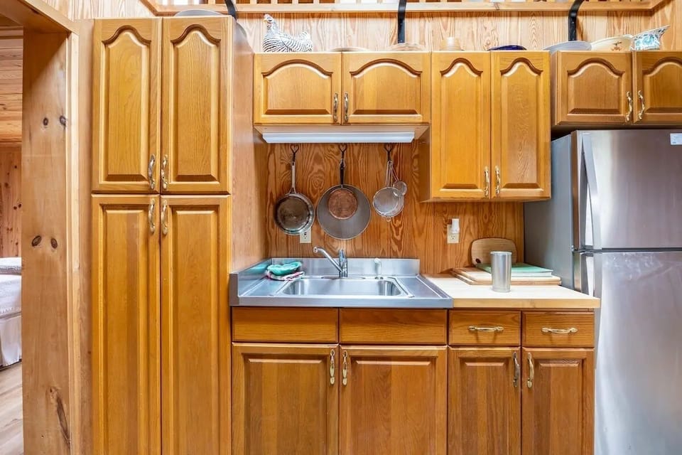 Fridge and sink 