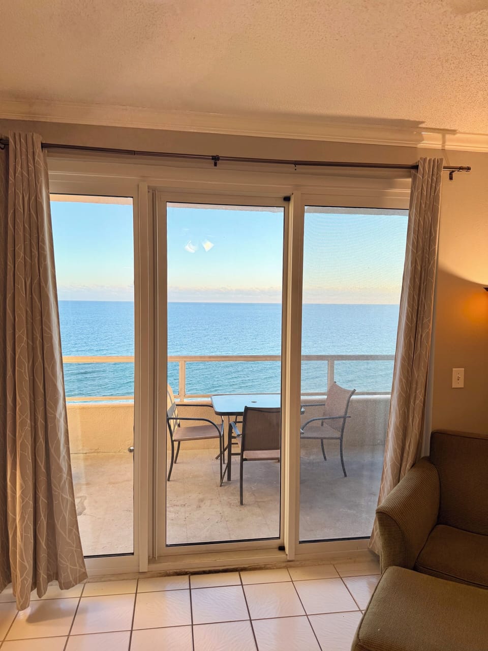 View of the beach from living room 