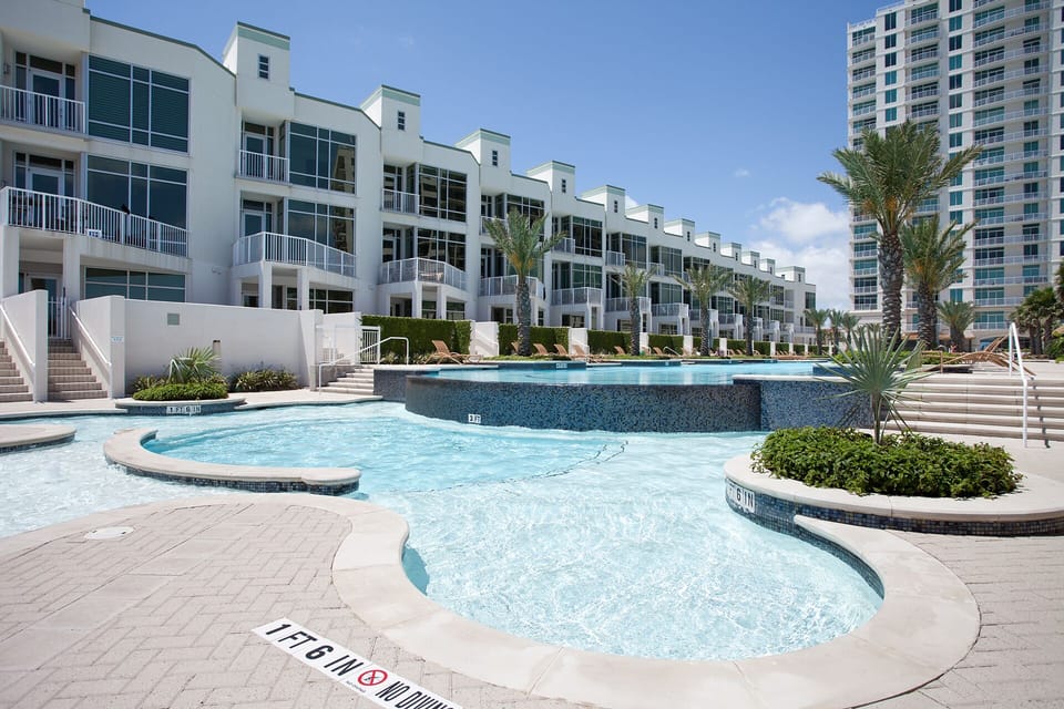 Little ones can splash and play in the shallow kiddie pool area.
