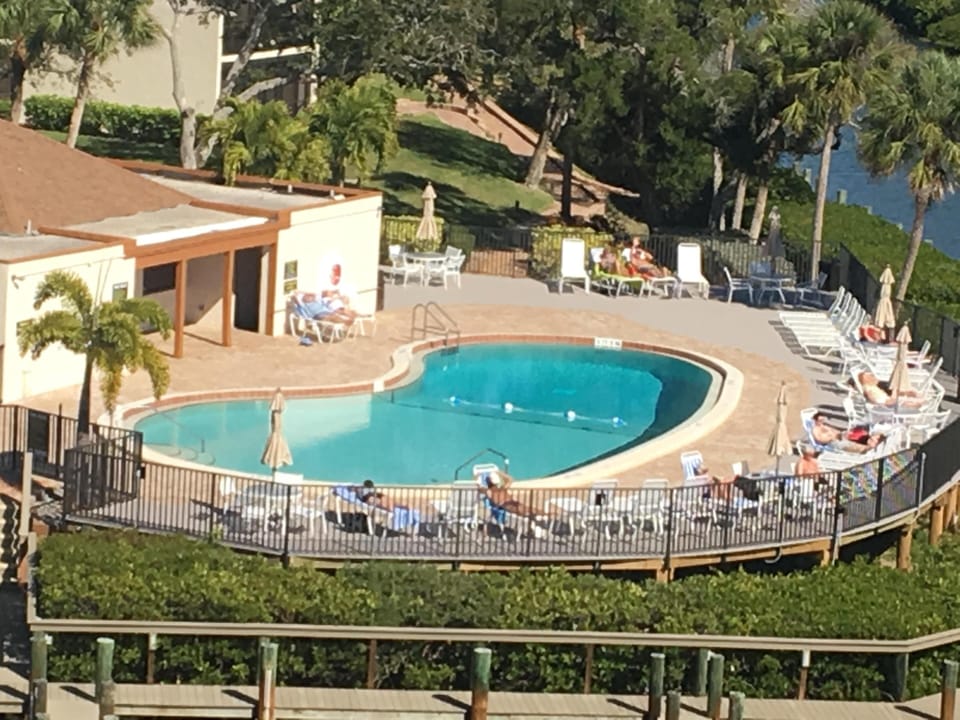One of the nicest pools on the Key. Tables, chairs and lounges for your liking.
