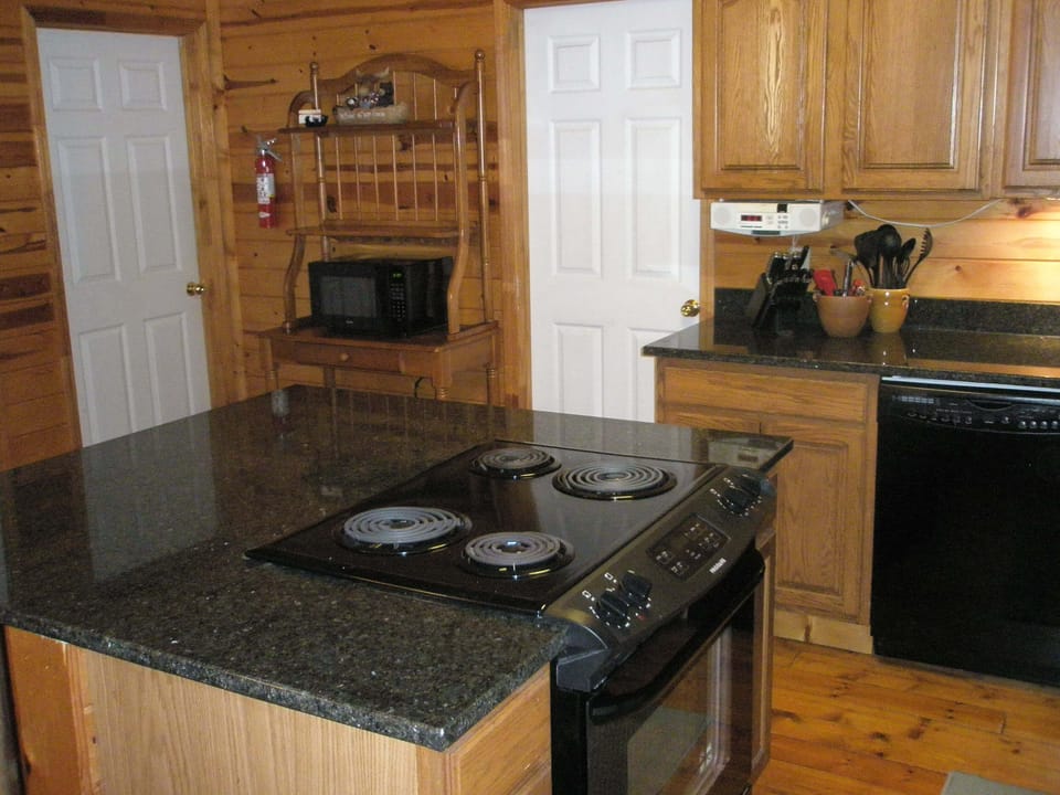 Granite countertops in kitchen.