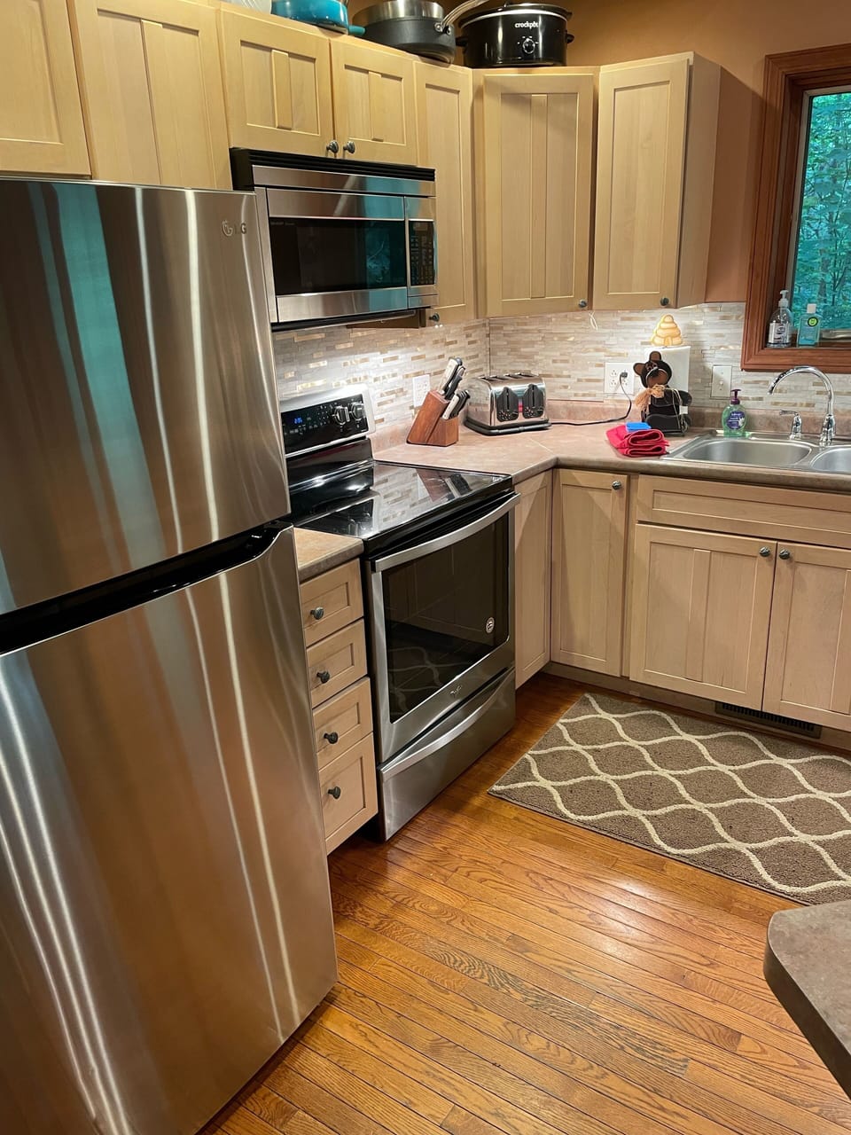 New stainless steel appliances with a convection microwave 