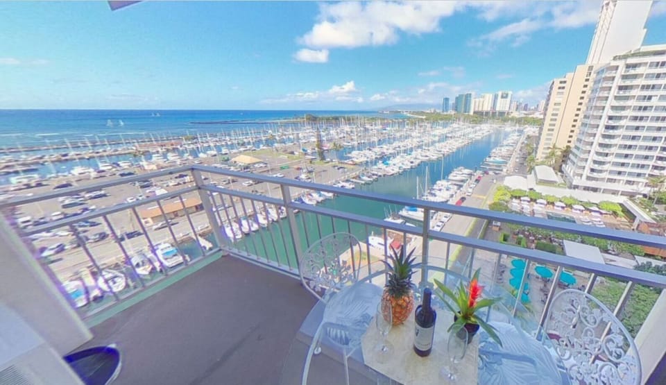  Guest bedroom balcony with yacht harbor view