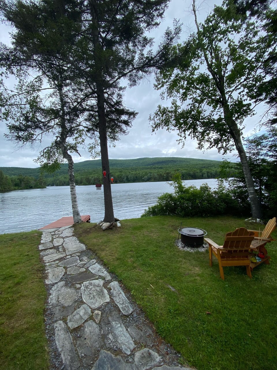 Scenic views of the lake and fire pit  