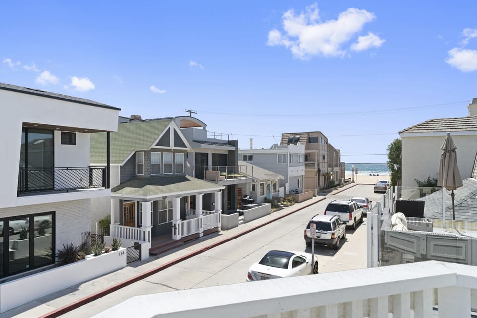 Ocean view from the small front balcony, one half block back from the 27th Street beachfront and boardwalk.
                