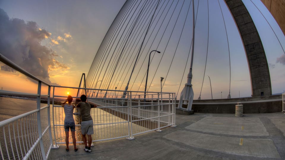 Ravenel Bridge, over looking Downtown Charleston, the harbor, and Fort Sumter!