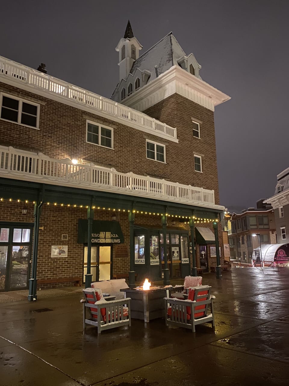 Upper Plaza side of our building-Silver Mill House-firepits/couches
