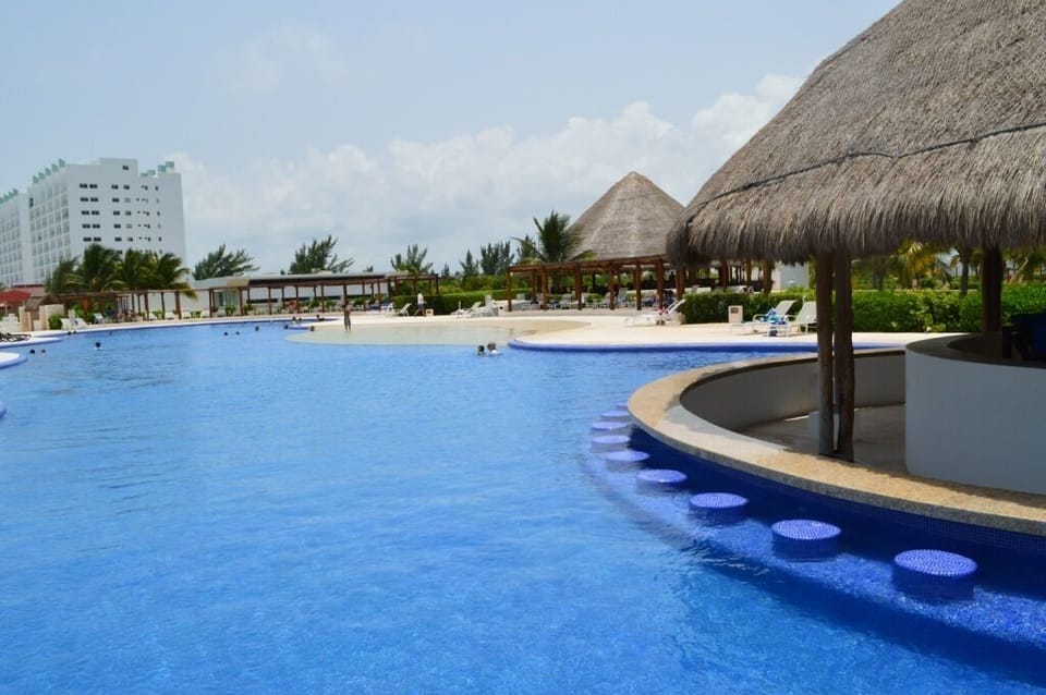 The wet bar of the small palapa in the pool
