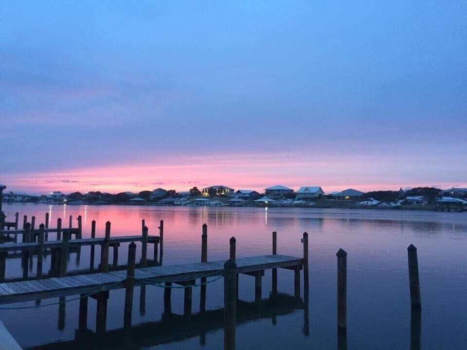 Sunset view from our docks 