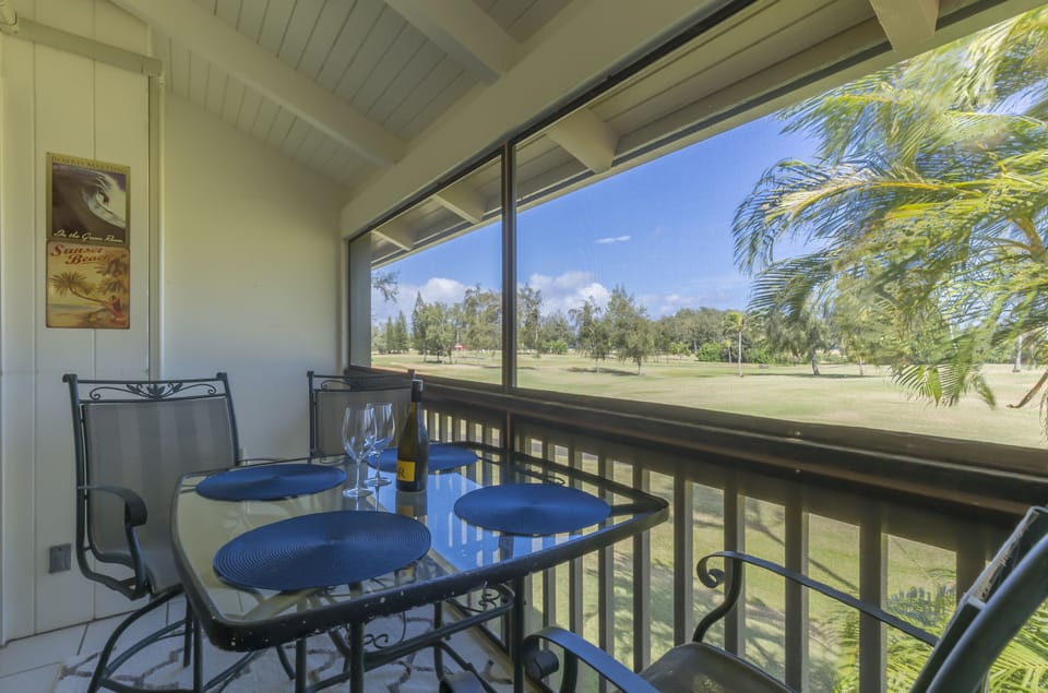 Enjoy coffee or a cold drink or your meals on our screened lanai