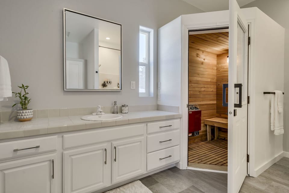 Master bedroom bathroom with sauna.