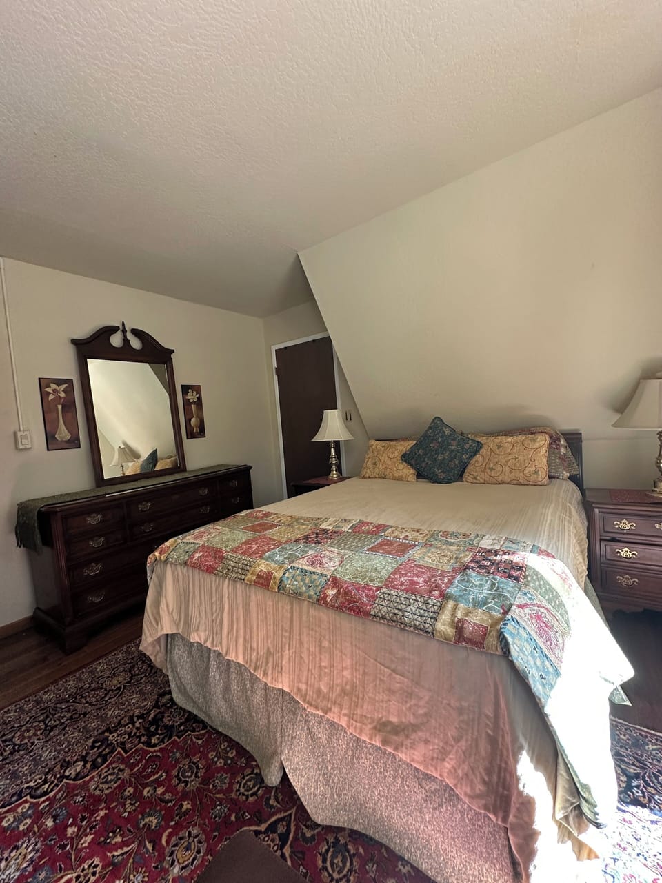 Main level queen with fireplace & balcony