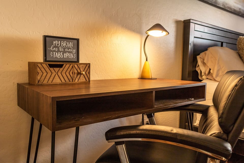Workspace in master bedroom 