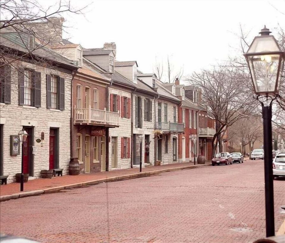 Small section of charming Main Street in historic St. Charles