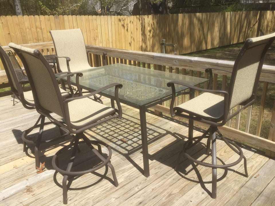 Outside dining area on deck