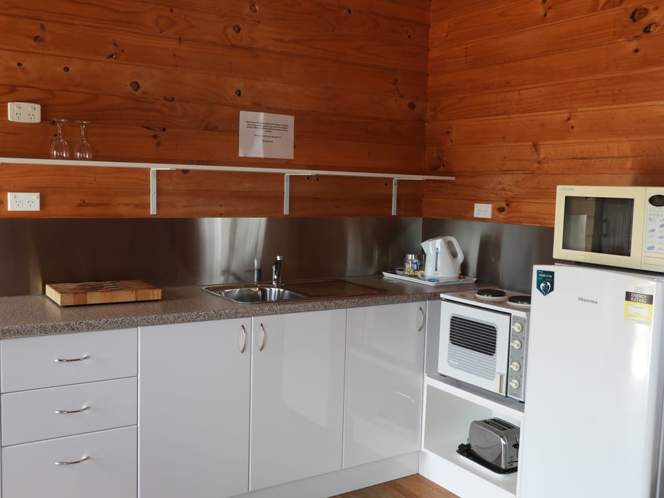 Full-size fridge, microwave, oven, stovetop